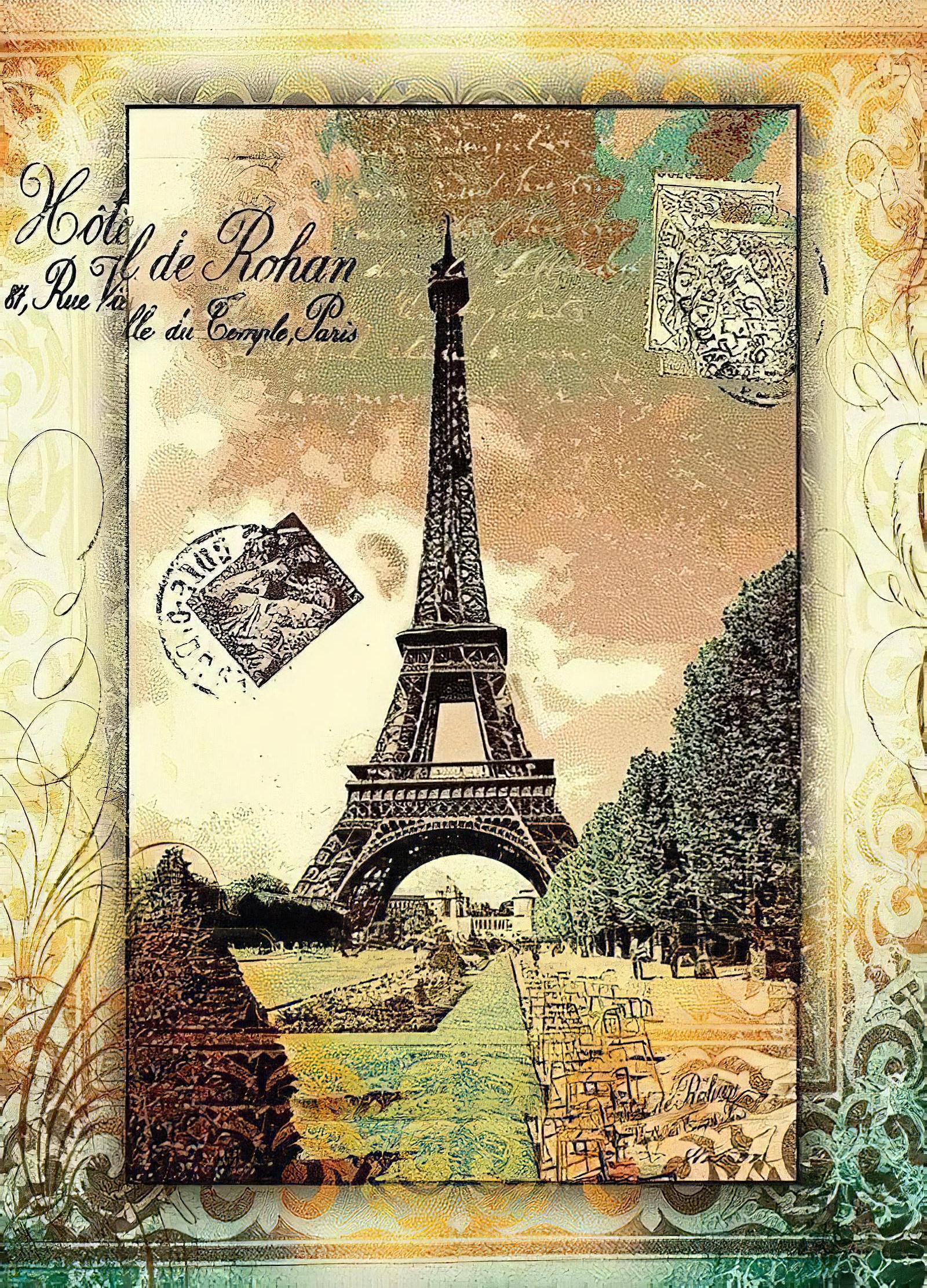 eiffel tower decoupage paper