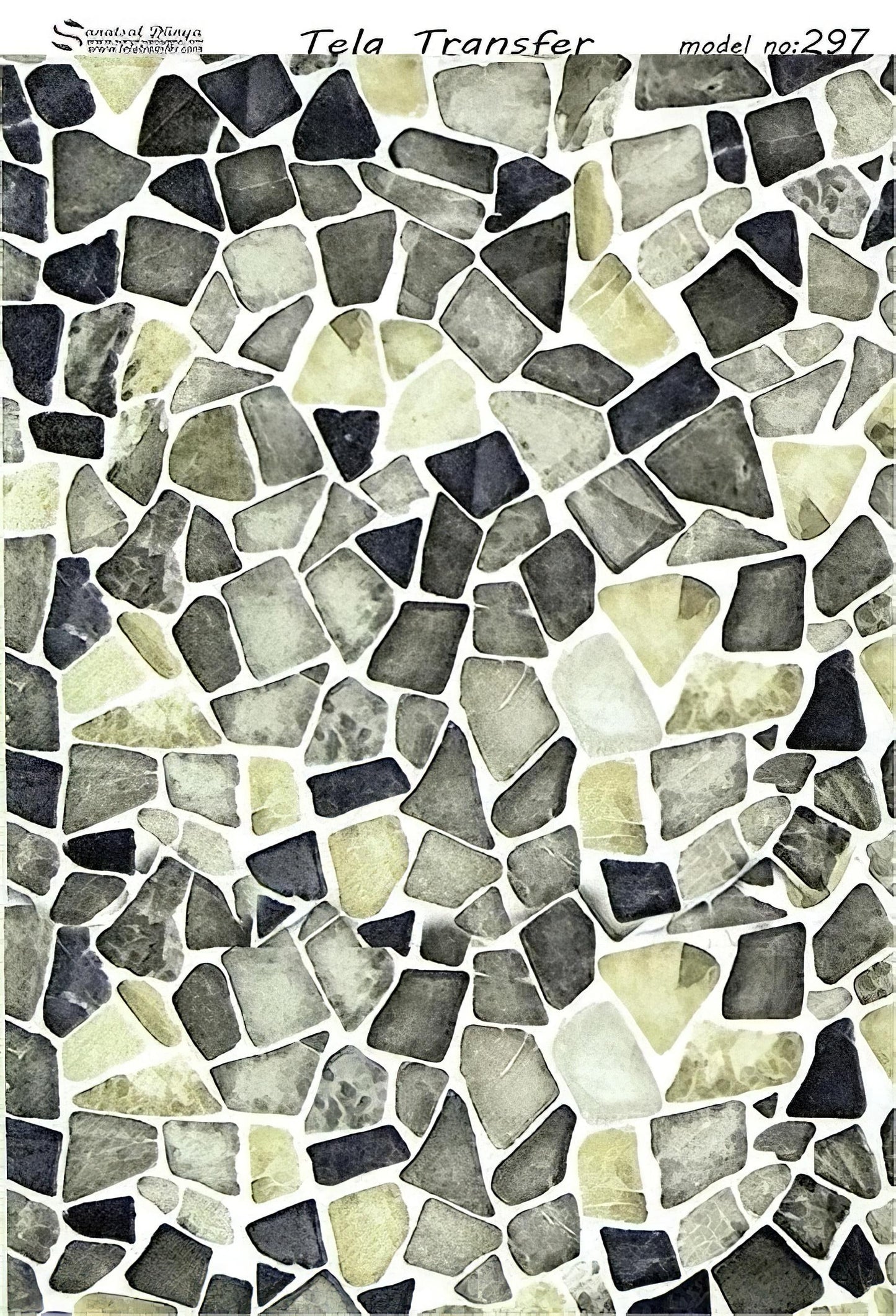 Stone Pattern - Decorative Decoupage Paper - for Furniture - Large Size Options [ Green Gray White ]
