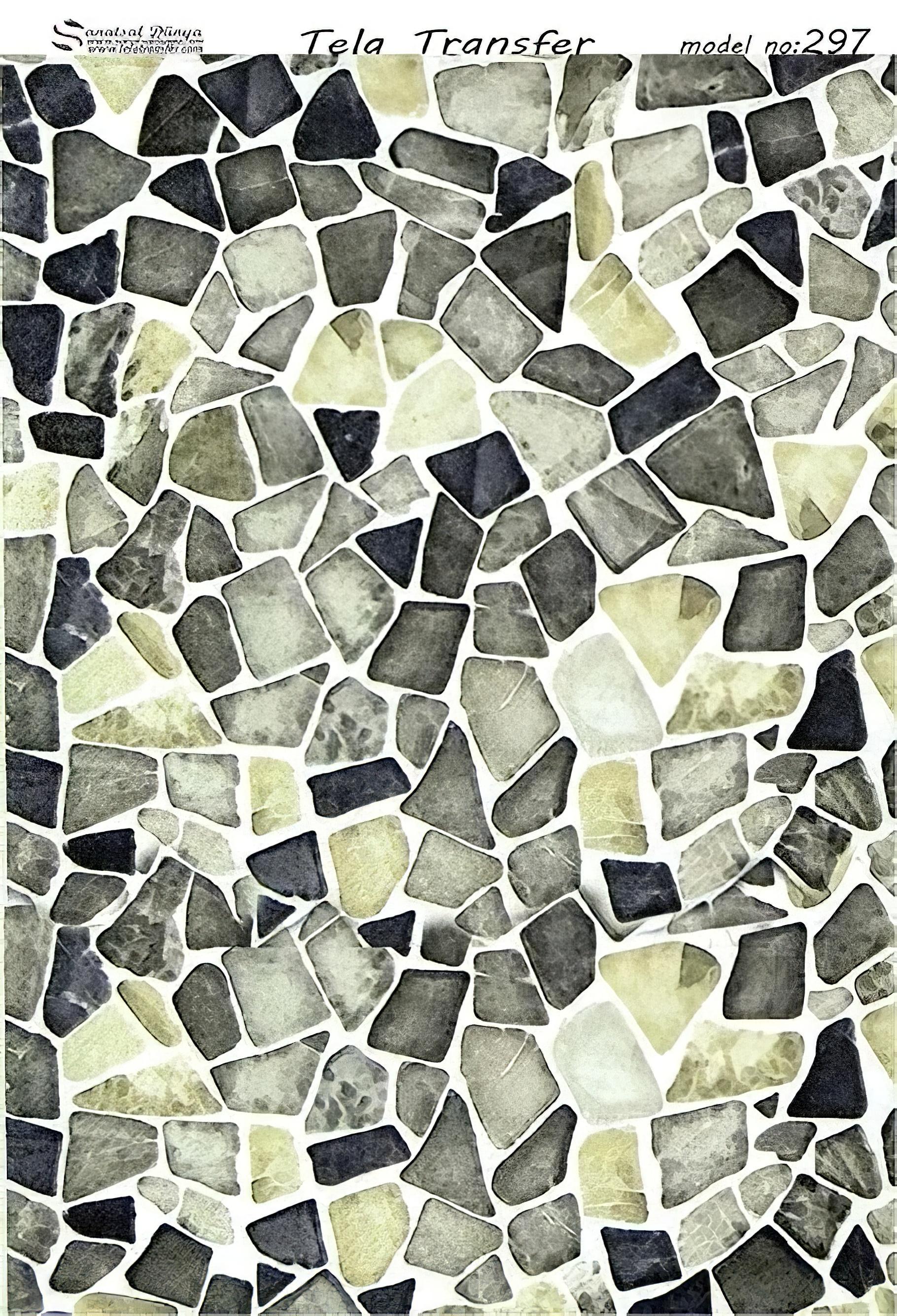 Stone Pattern - Decorative Decoupage Paper - for Furniture - Large Size Options [ Green Gray White ]
