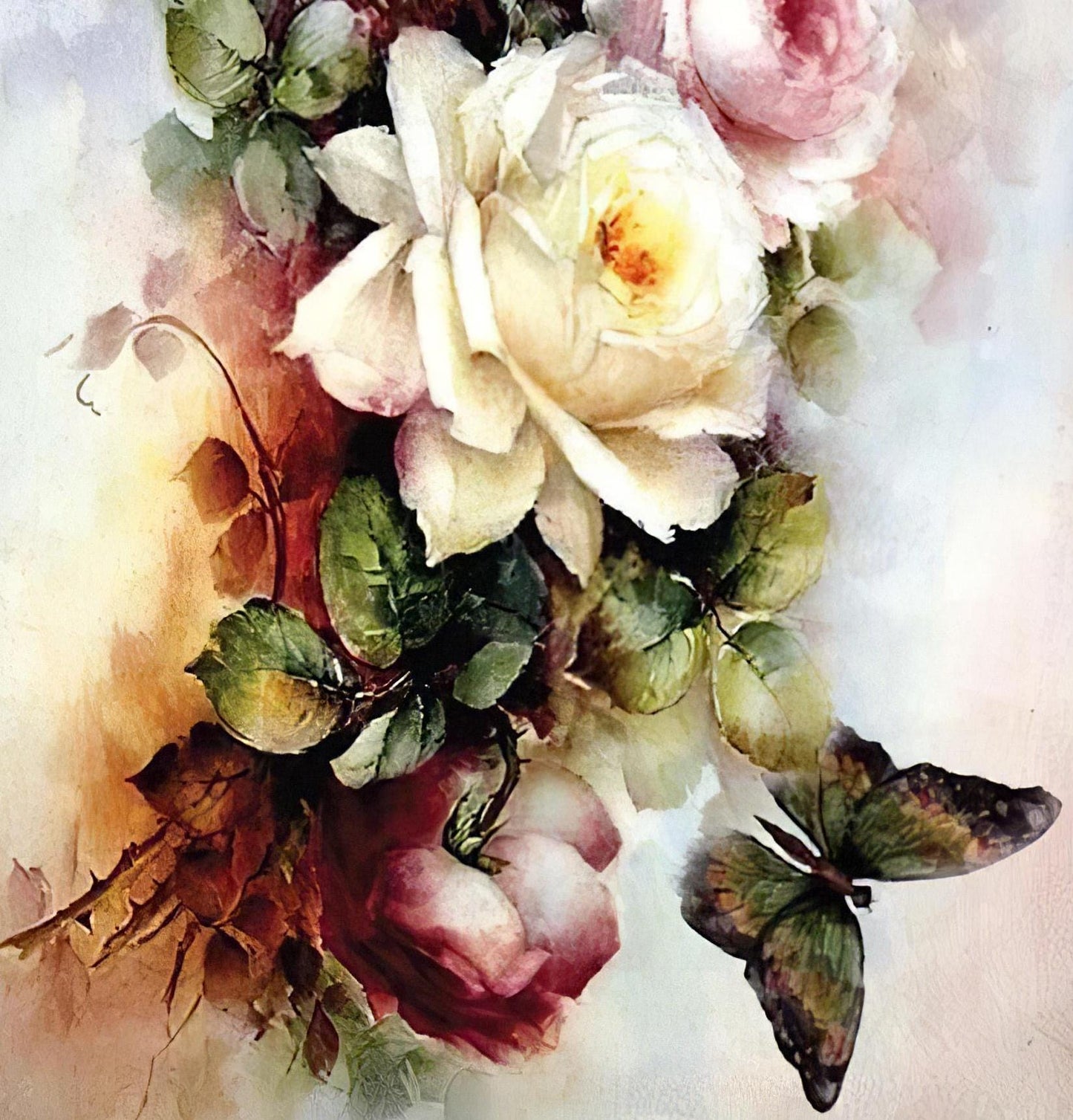 Floral Oil Painting - Decorative Decoupage Paper - for Furniture - Large Size Options [ Colorful ]