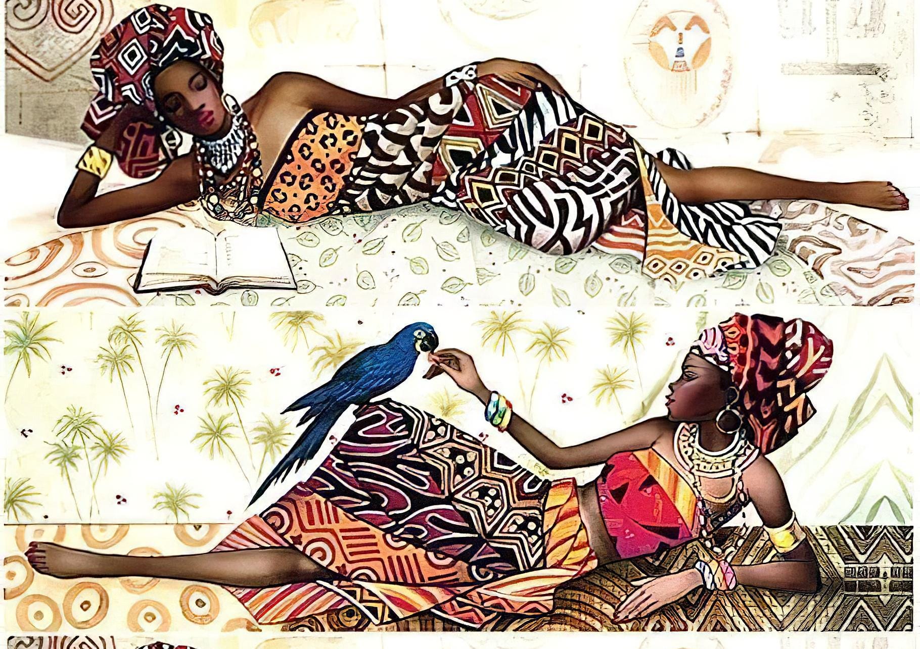African Women - Decorative Decoupage Paper - for Furniture - Large Size Options [ Colorful ]