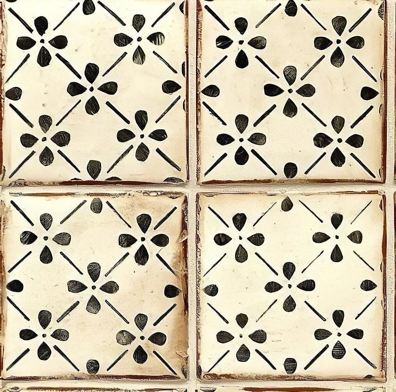 Tile Pattern - Decorative Decoupage Paper - for Furniture - Big Size Options [ Black Beige Brown ]