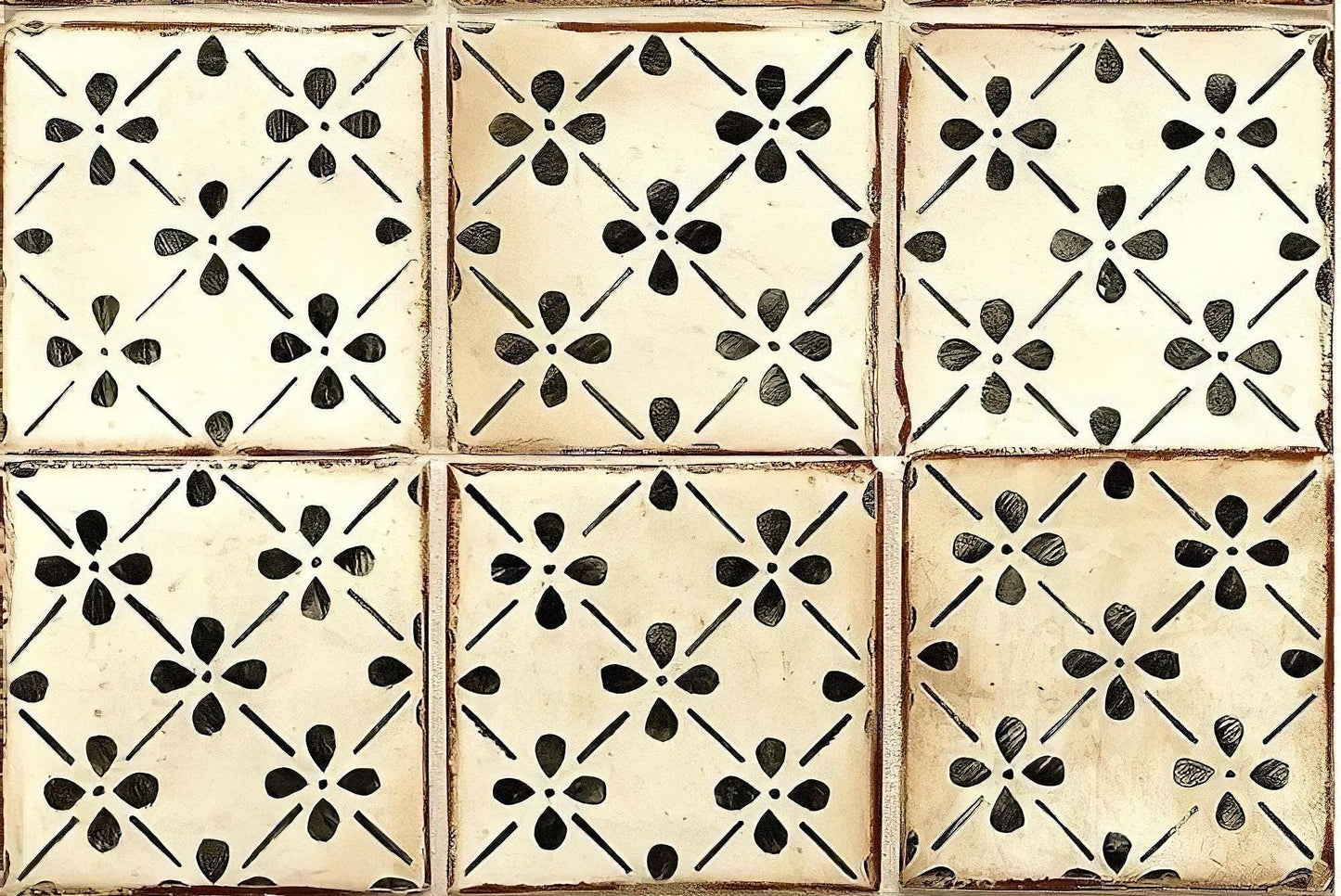 Tile Pattern - Decorative Decoupage Paper - for Furniture - Big Size Options [ Black Beige Brown ]