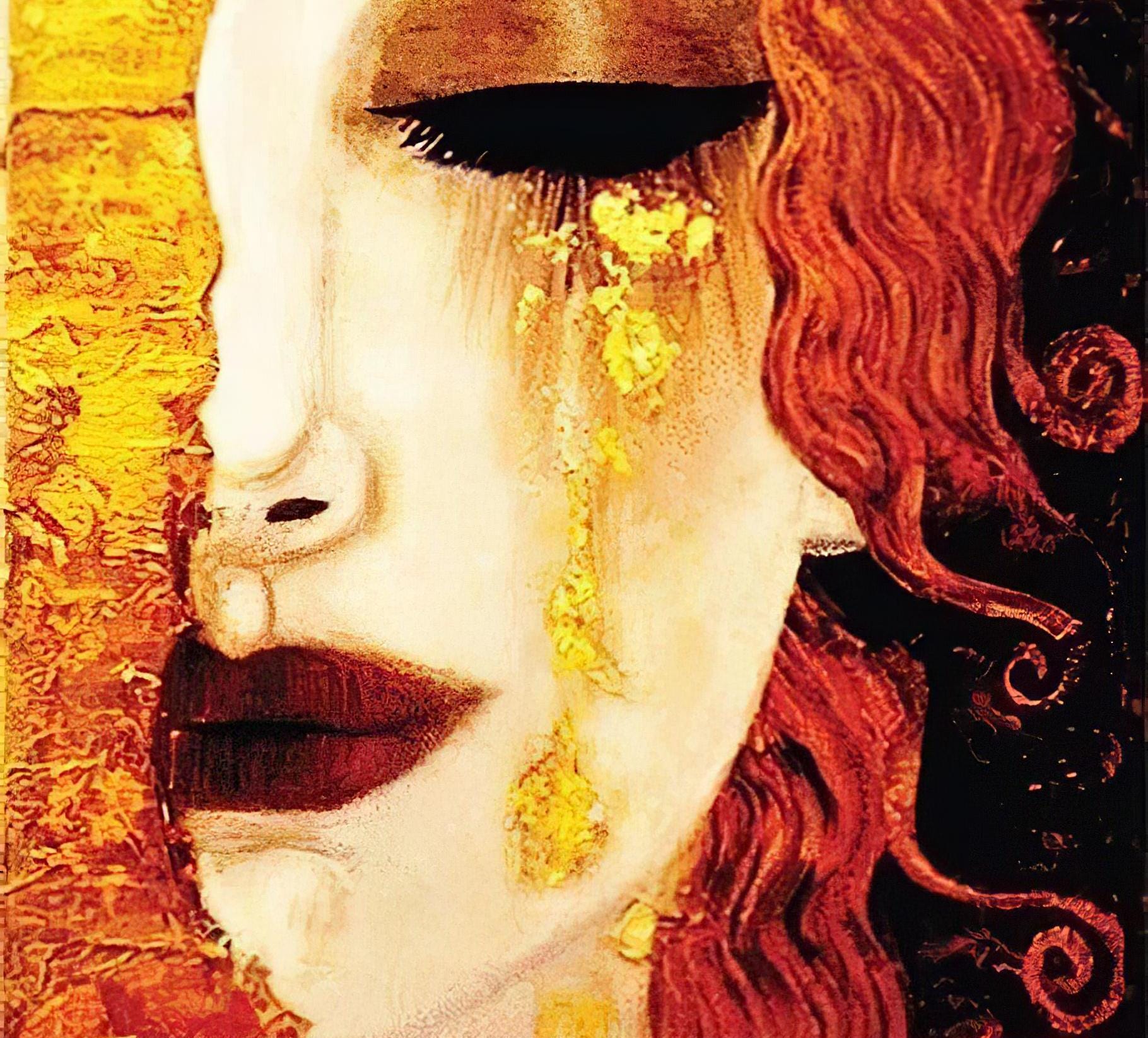 Girl with Red Hair - Decorative Decoupage Paper - for Furniture - Large Size Options [ Red Yellow Brown ]
