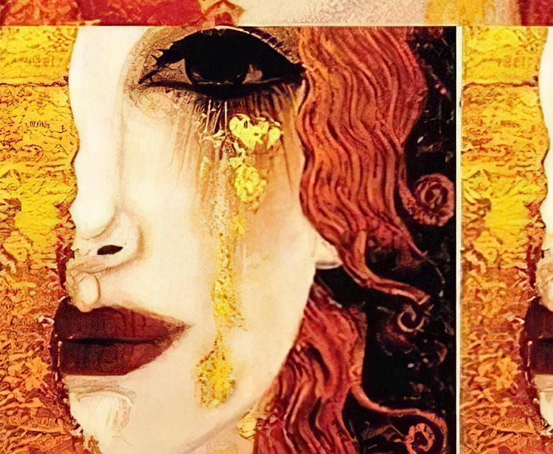 Girl with Red Hair - Decorative Decoupage Paper - for Furniture - Large Size Options [ Red Yellow Brown ]