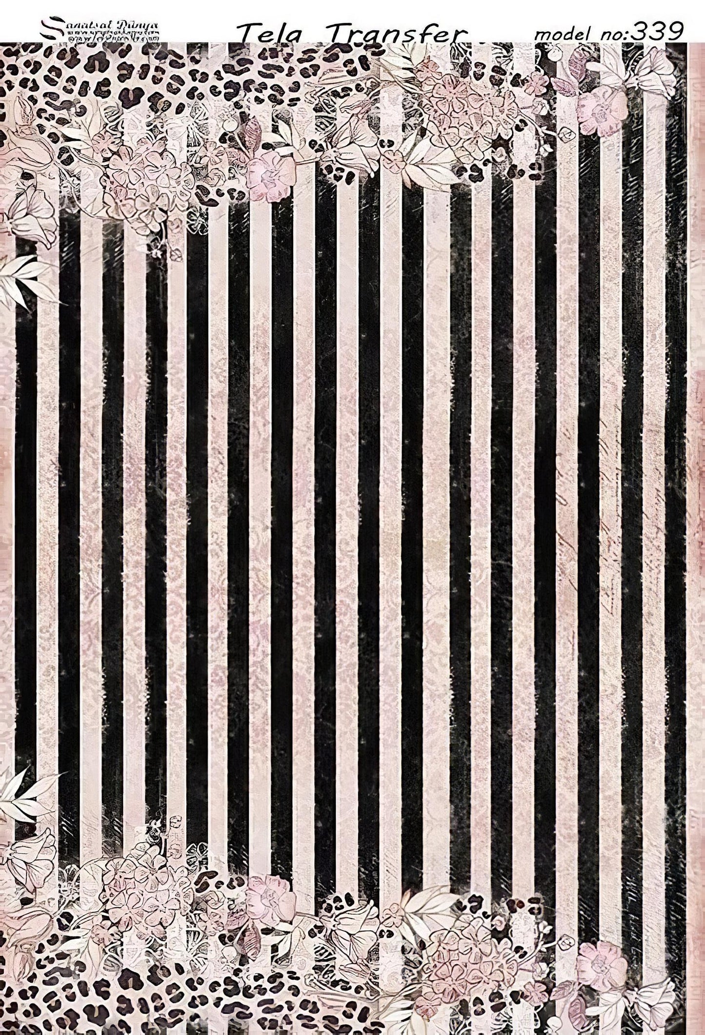 Stripe Pattern - Decorative Decoupage Paper - for Furniture - Large Size Options [ Black Pink ]