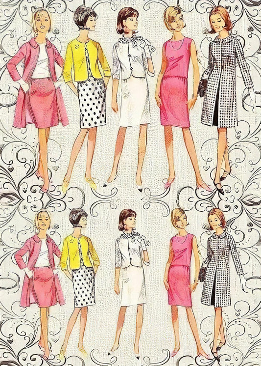 Vintage Fashion Women Decoupage Paper – Large Size Furniture Craft