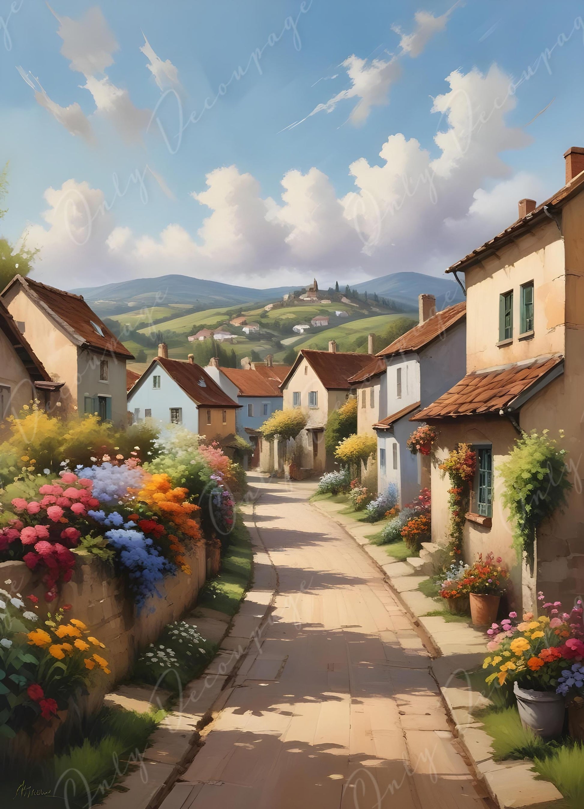 village street decoupage paper