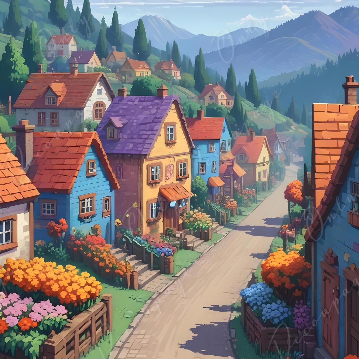 village decoupage paper
