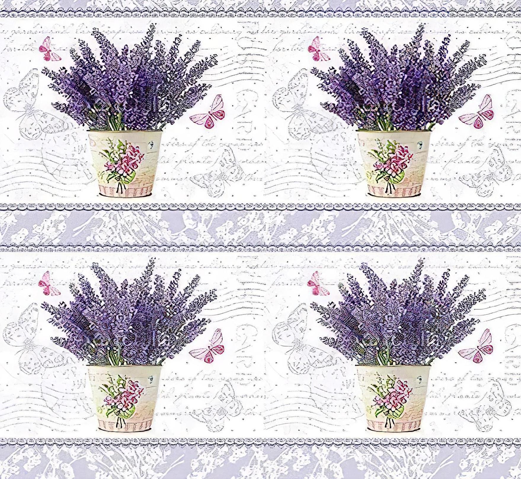 Lavender - Decorative Decoupage Paper - for Furniture - Big Size Options [ Purple White Green ]