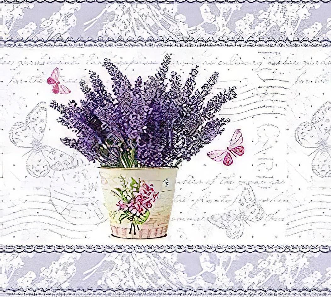 Lavender - Decorative Decoupage Paper - for Furniture - Big Size Options [ Purple White Green ]