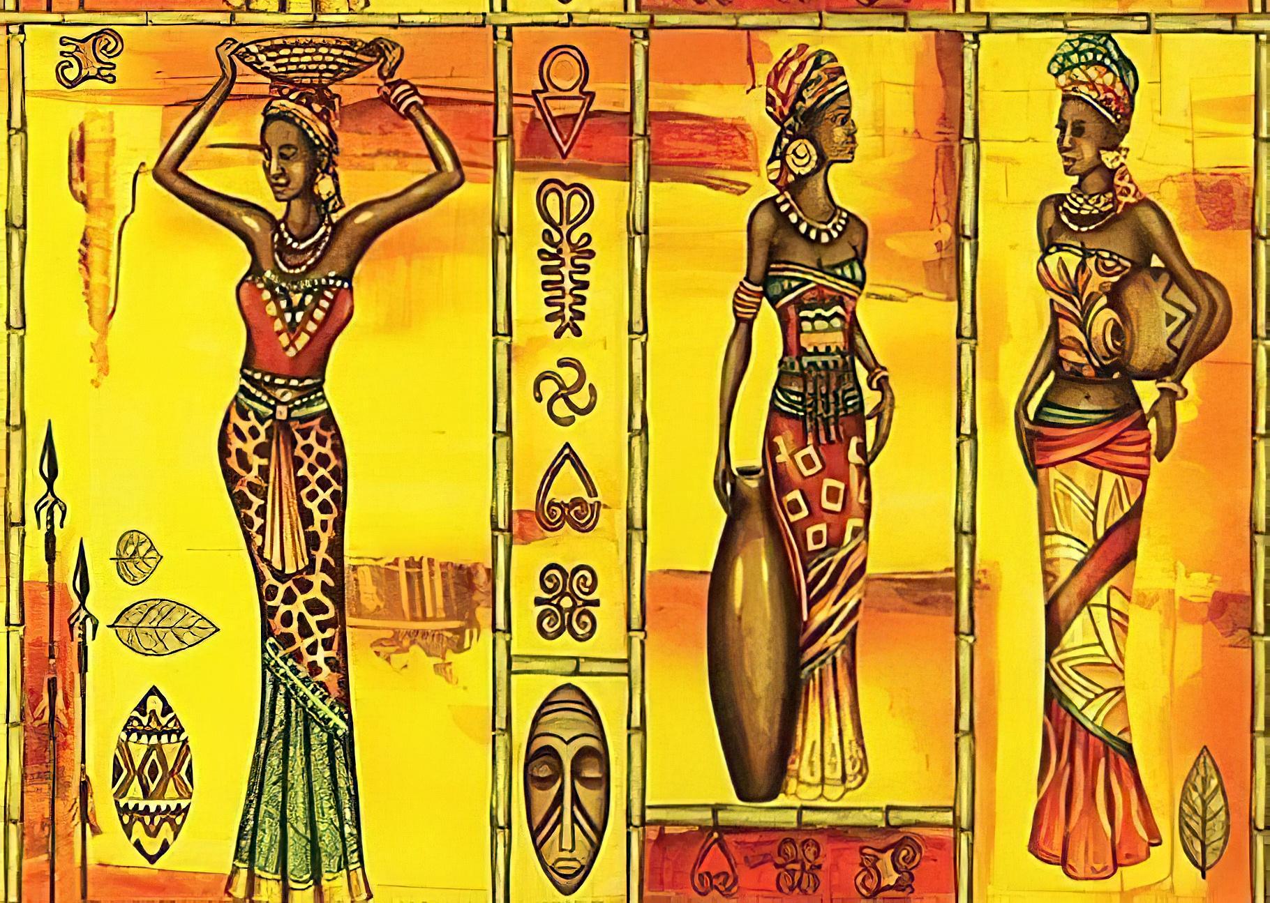African Woman - Decorative Decoupage Paper - for Furniture - Large Size Options [ Yellow Orange Red ]