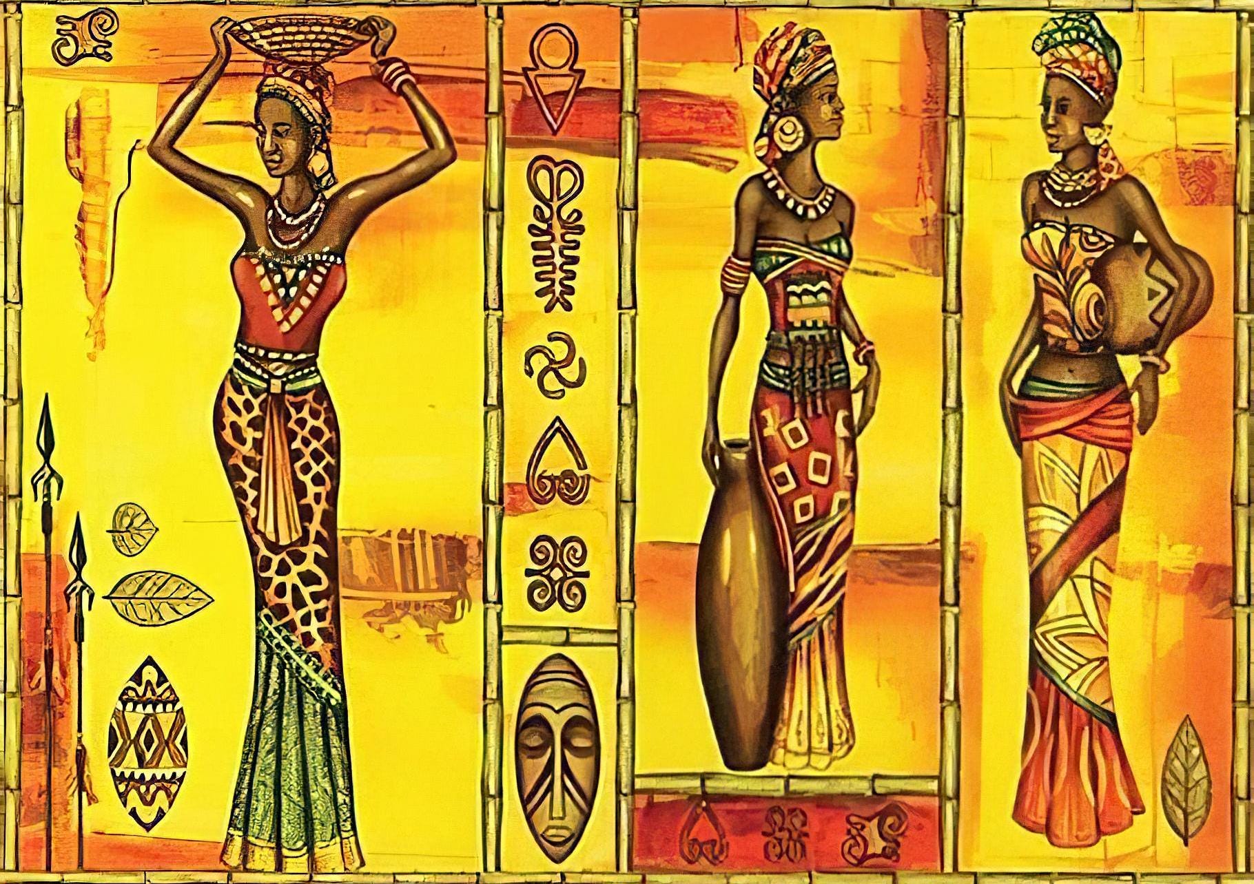 African Woman - Decorative Decoupage Paper - for Furniture - Large Size Options [ Yellow Orange Red ]