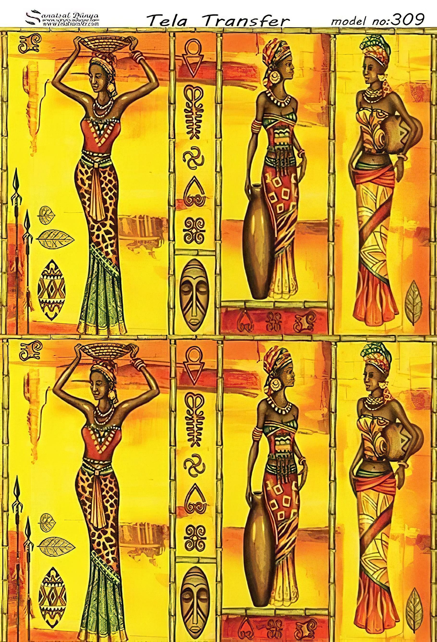 African Woman - Decorative Decoupage Paper - for Furniture - Large Size Options [ Yellow Orange Red ]