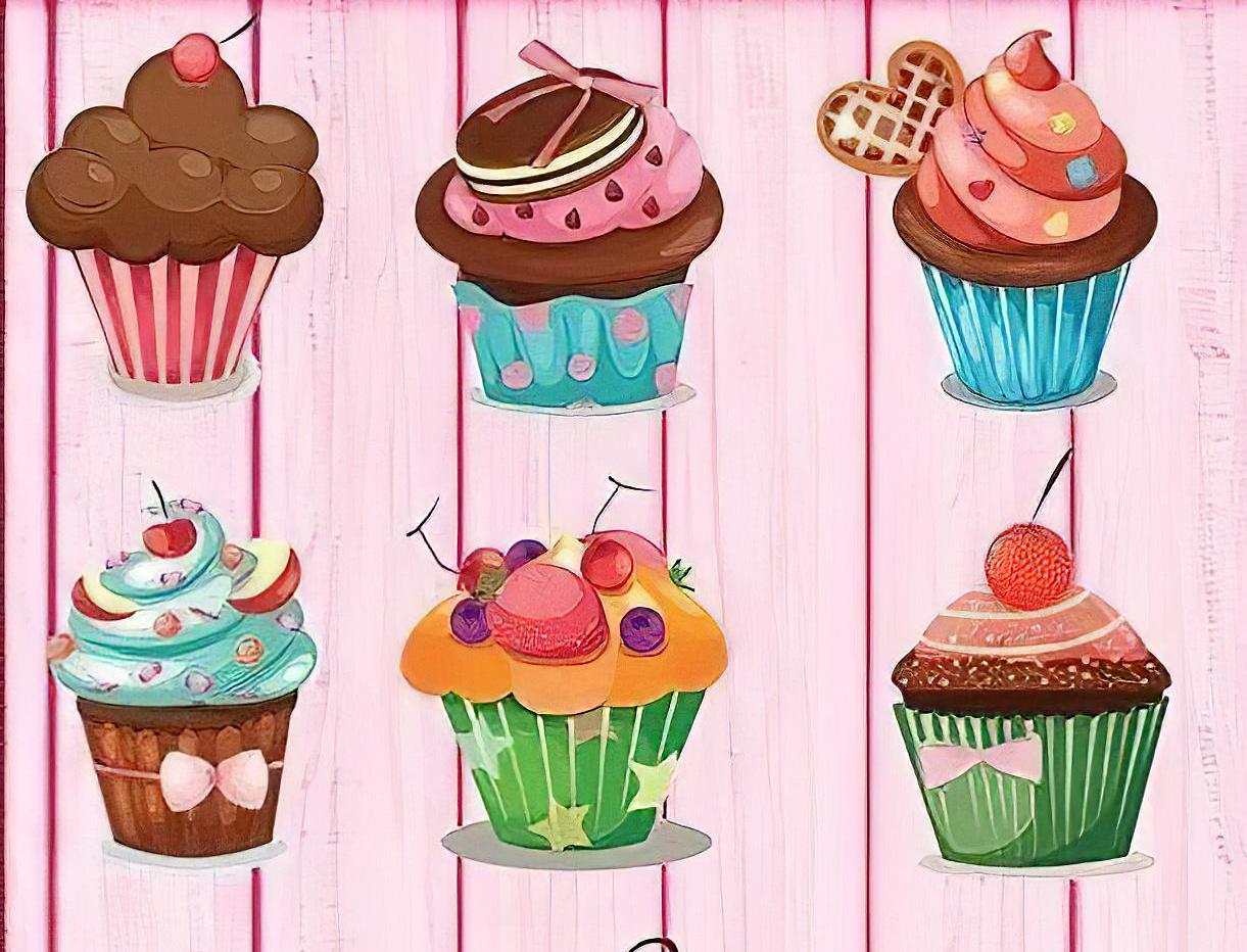 Cupcake Pattern - Decorative Decoupage Paper - for Furniture - Large Size Options [ Colorful ]