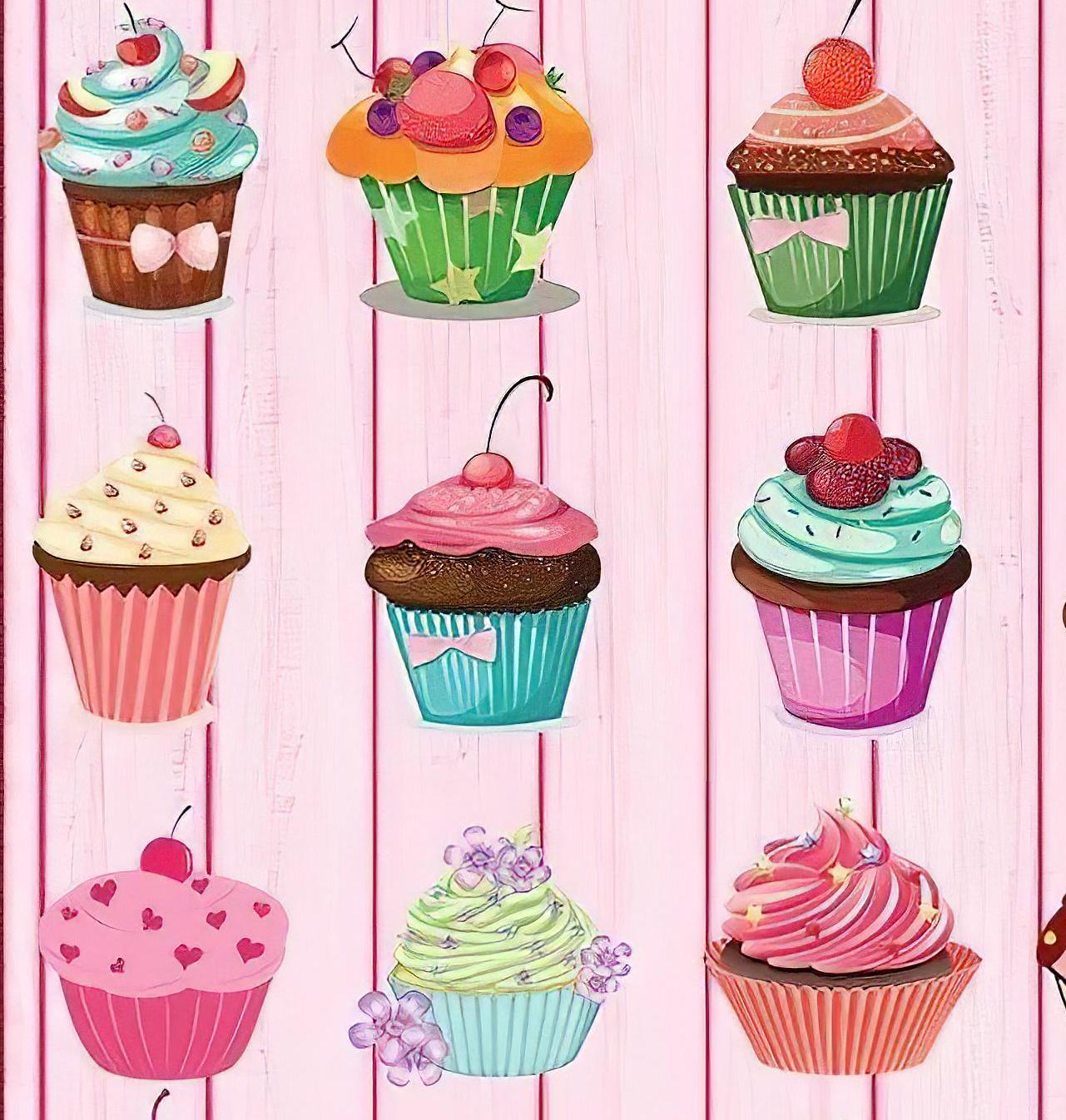 Cupcake Pattern - Decorative Decoupage Paper - for Furniture - Large Size Options [ Colorful ]