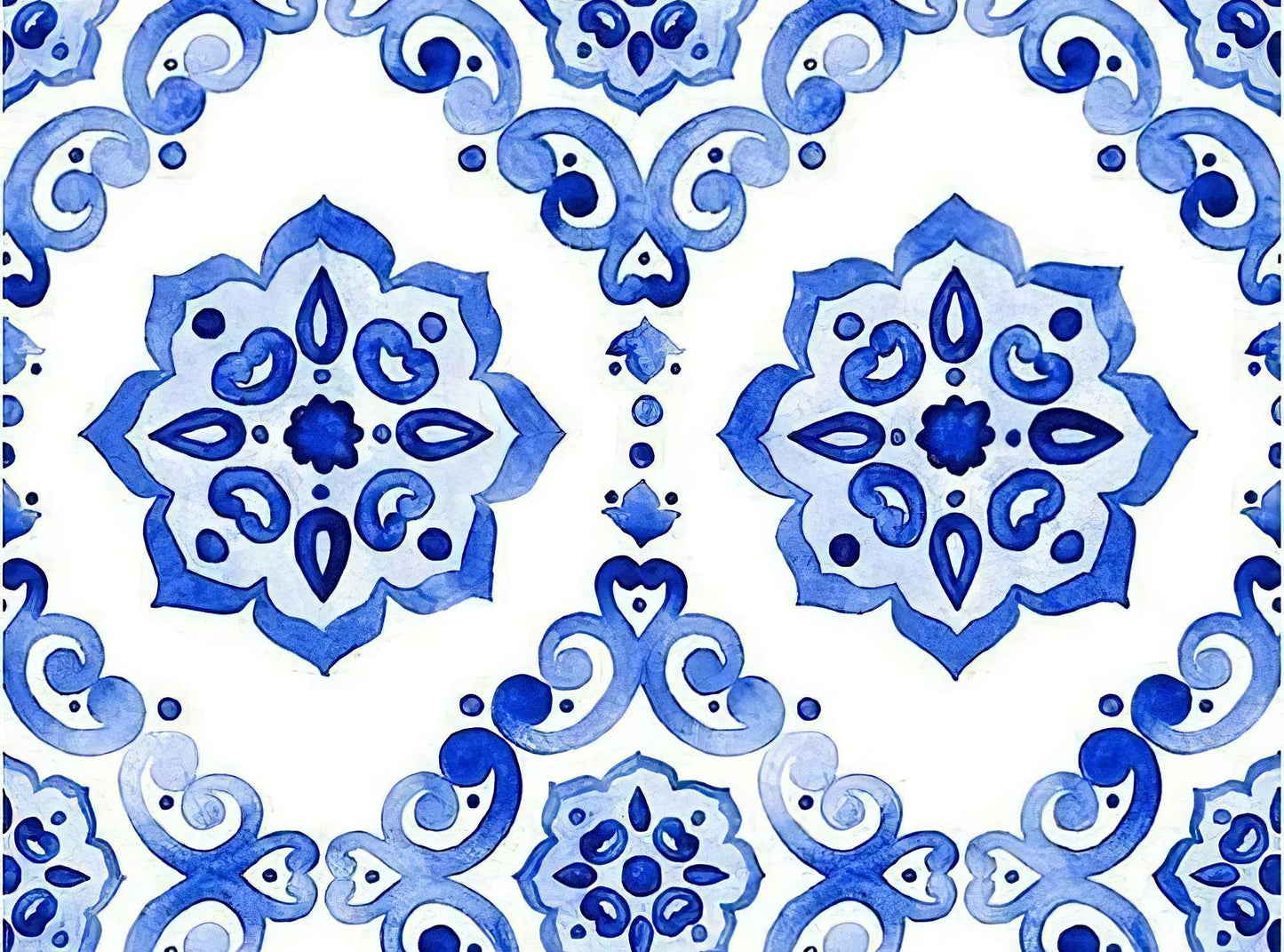 Floral Ethnic Pattern - Decorative Decoupage Paper - for Furniture - Big Size Options [ Blue White ]