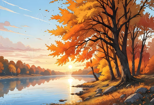 Large Decoupage Paper - 6 Size - Nature in the Fall - Rice Paper - Orange, Yellow, and Red Leaves