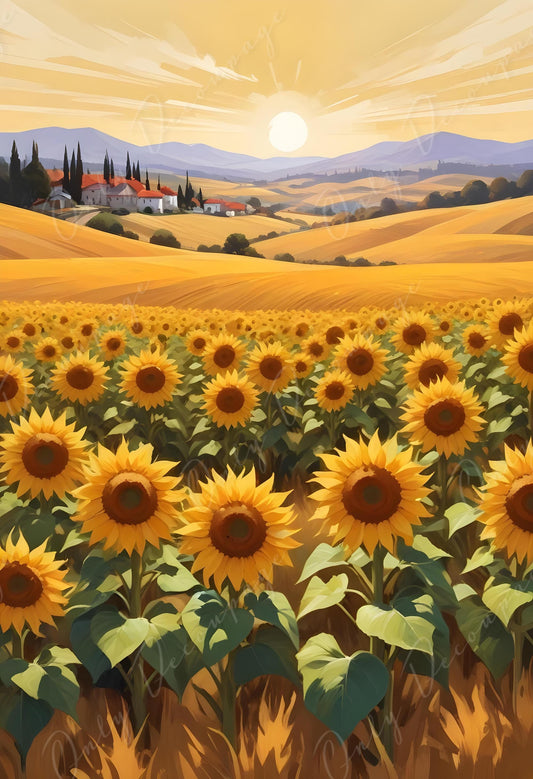 sunflowers village decoupage paper