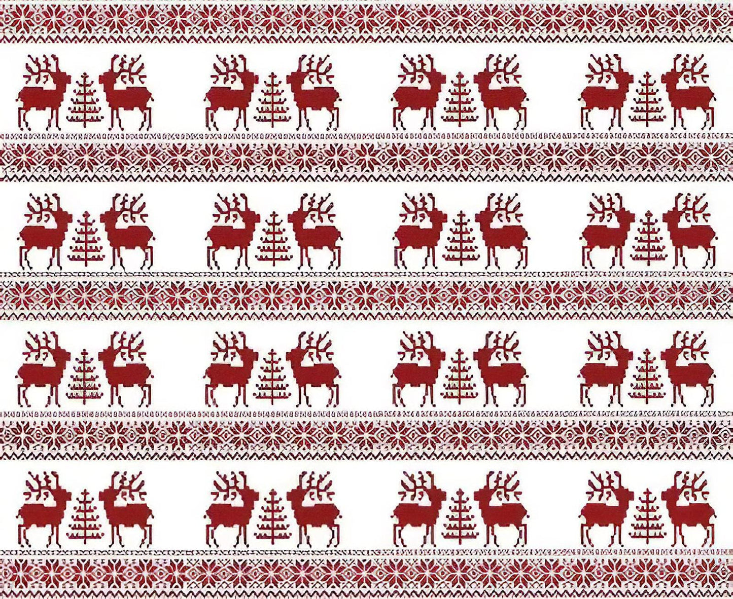 Christmas Deer Pattern - Decorative Decoupage Paper - for Furniture [ Claret Red White ]