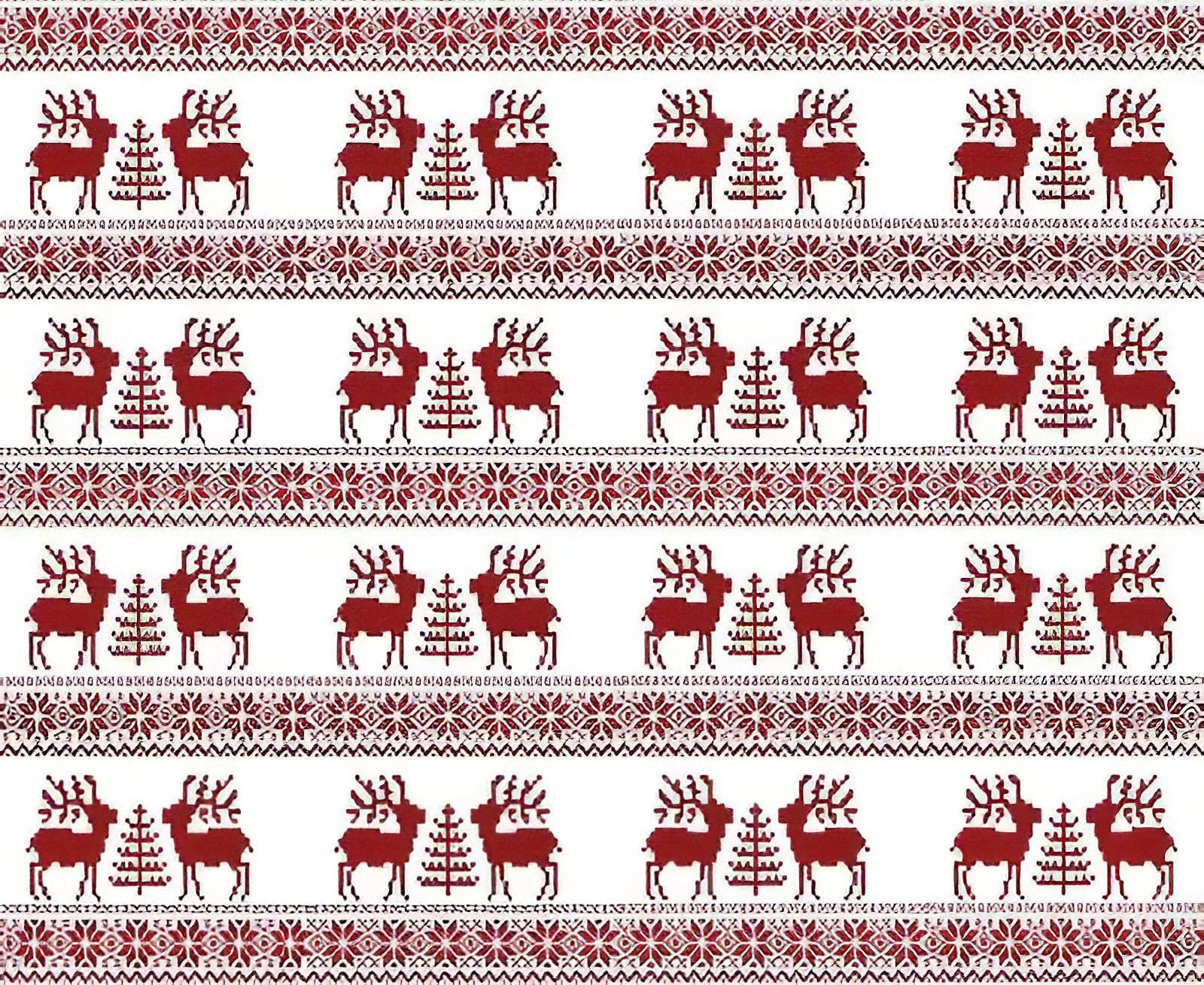 Christmas Deer Pattern - Decorative Decoupage Paper - for Furniture [ Claret Red White ]