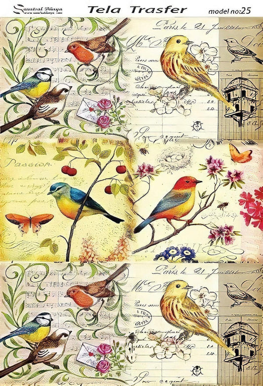 Vintage Pattern - Decorative Decoupage Paper - for Furniture - Big Size Options [ Colorful ]