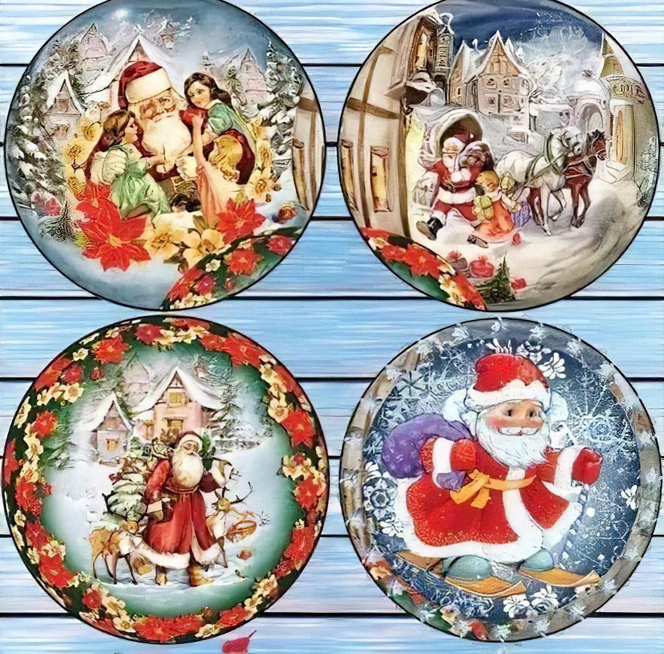 Santa Christmas - Decorative Decoupage Paper - for Furniture - Large Size Options [ Blue White Red ]