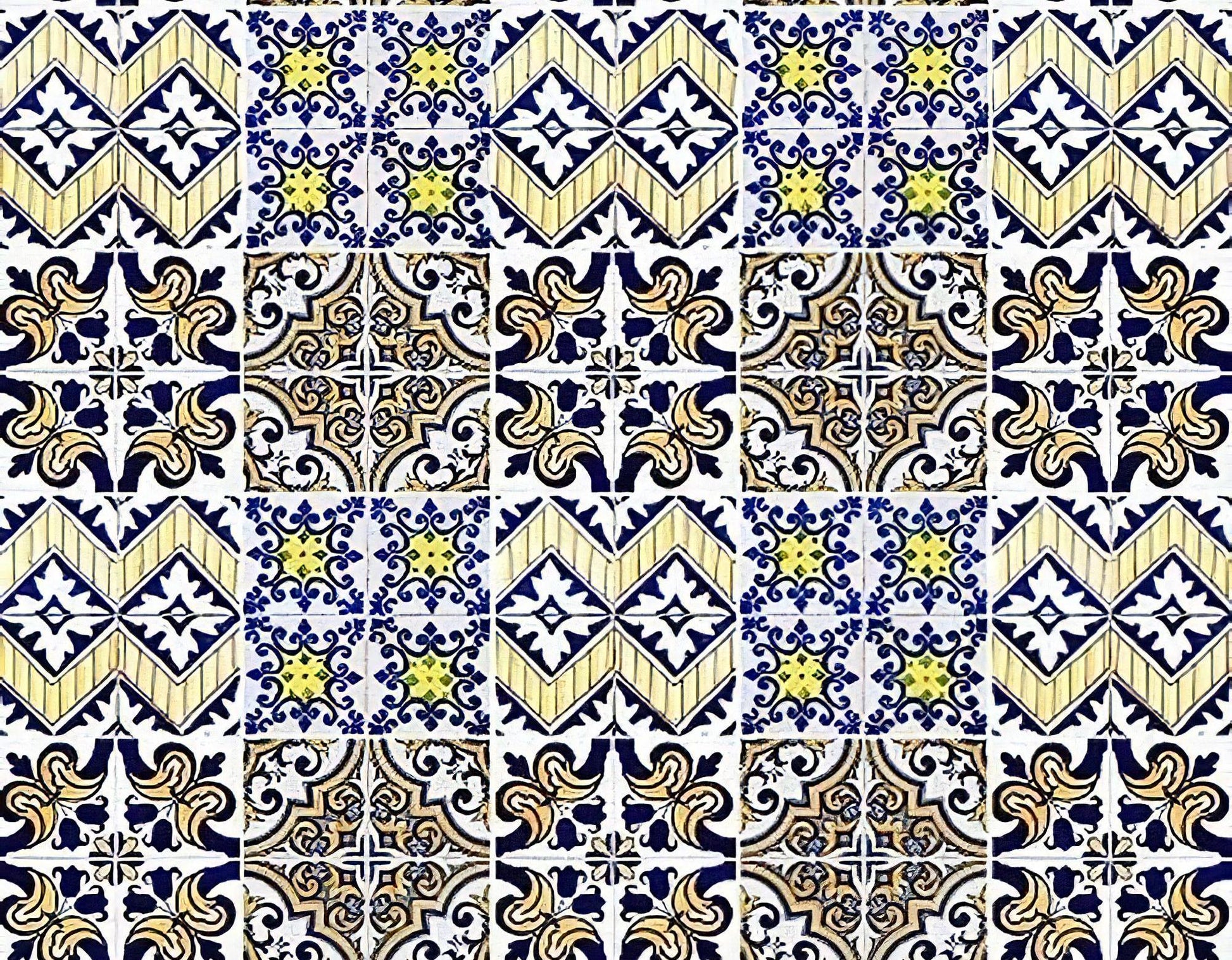 Tile Pattern - Decorative Decoupage Paper - for Furniture - Big Size Options [Yellow Blue Brown White]
