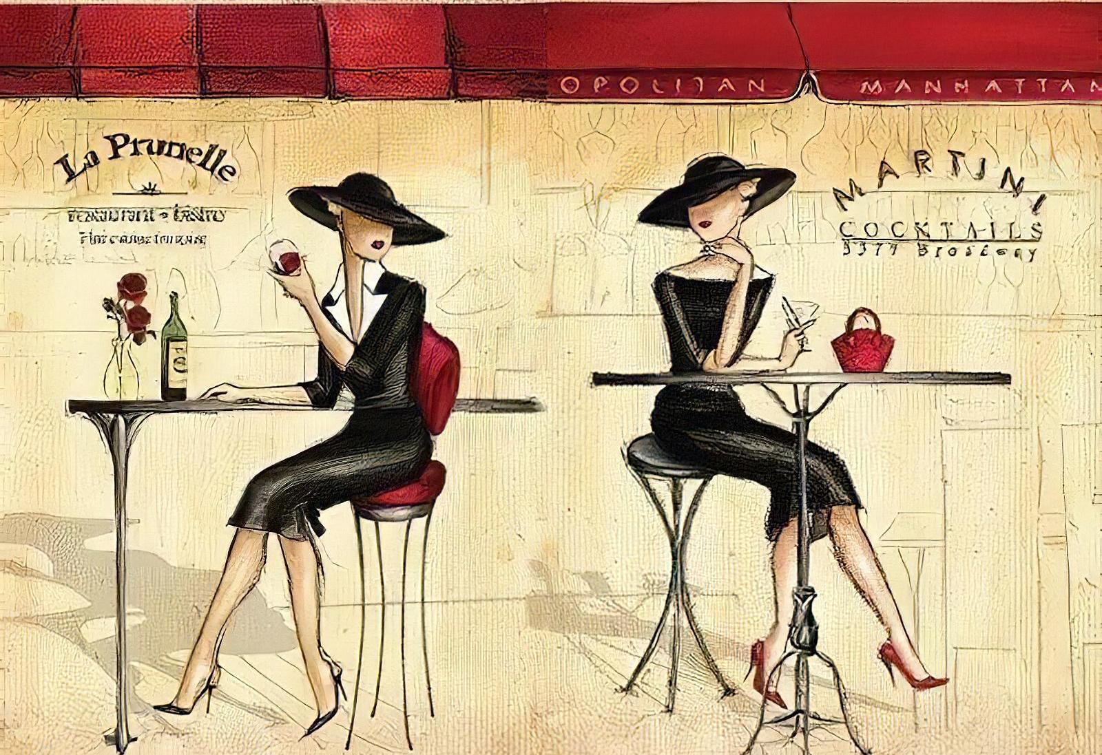 Ladies - Decorative Decoupage Paper - for Furniture - Large Size Options [ Black Red Yellow ]