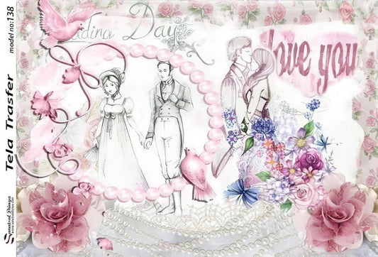 Vintage Pattern - Decorative Decoupage Paper - for Furniture - Large Size Options [ Pink Gray ]