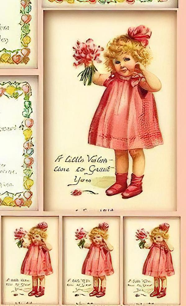 Vintage Clothes - Little Girl - Decorative Decoupage Paper - for Furniture - Big Size Options [ Colorful ]