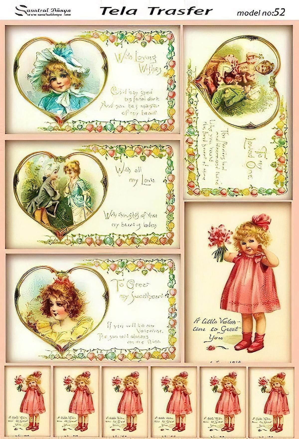 Vintage Clothes - Little Girl - Decorative Decoupage Paper - for Furniture - Big Size Options [ Colorful ]