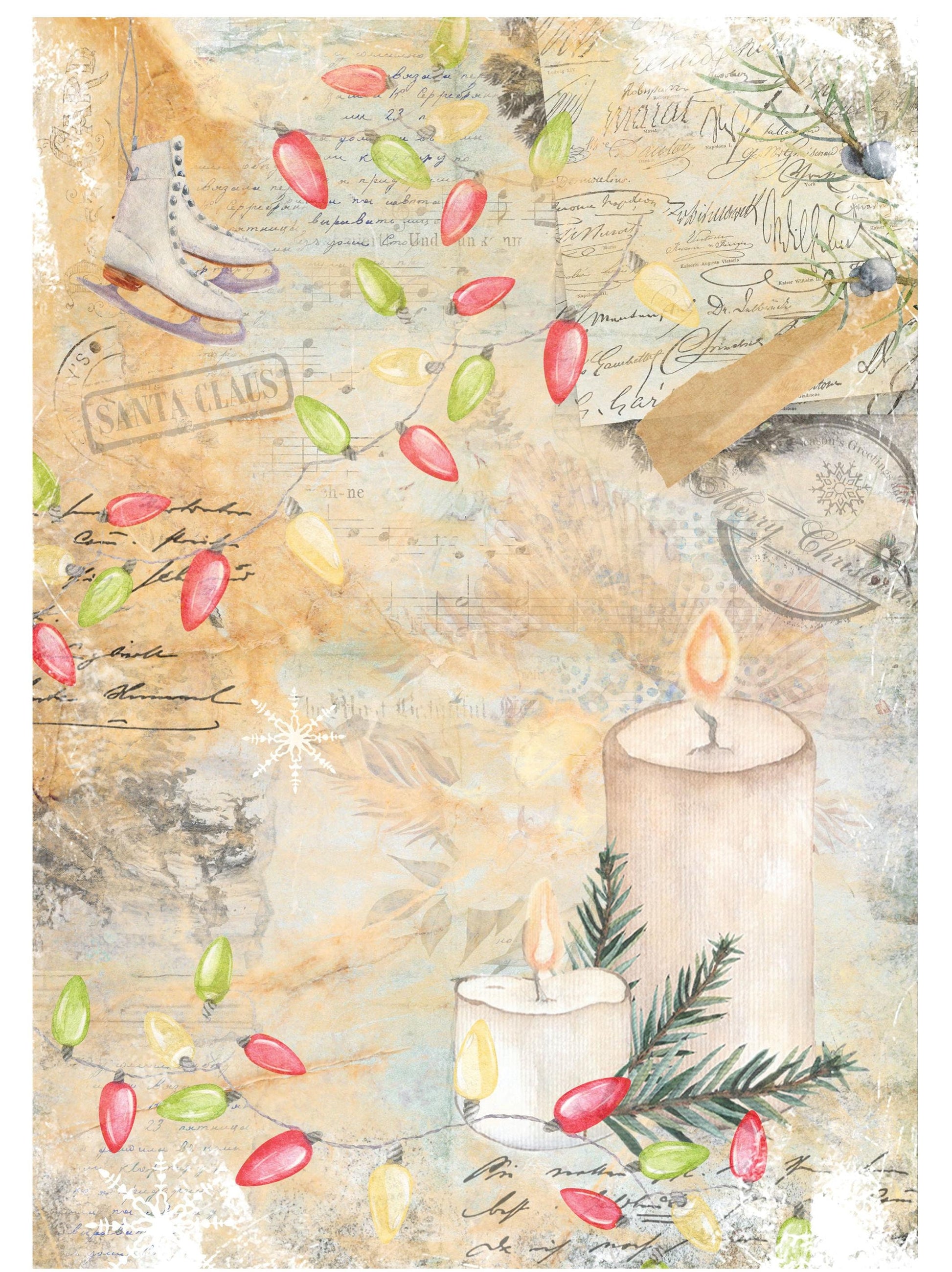 Christmas Collection - Large Decoupage Paper - 6 Size Options - Candle