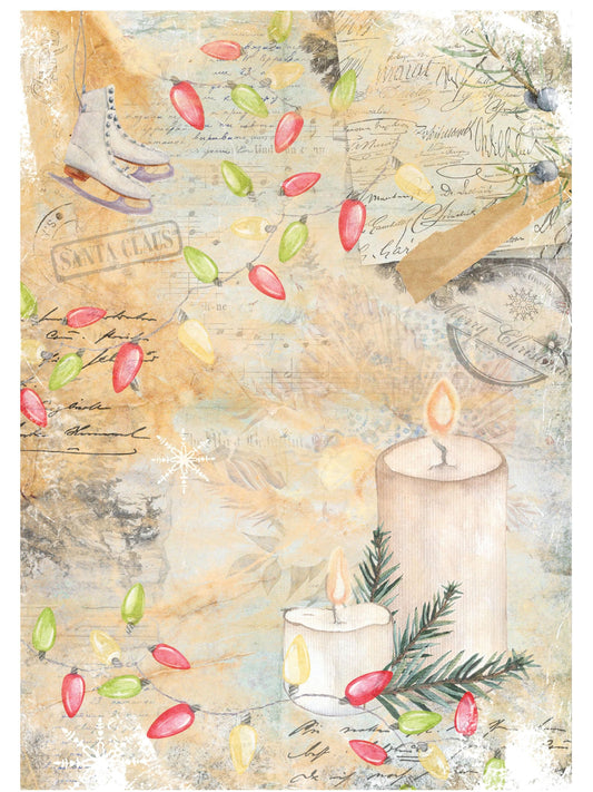 Christmas Collection - Large Decoupage Paper - 6 Size Options - Candle