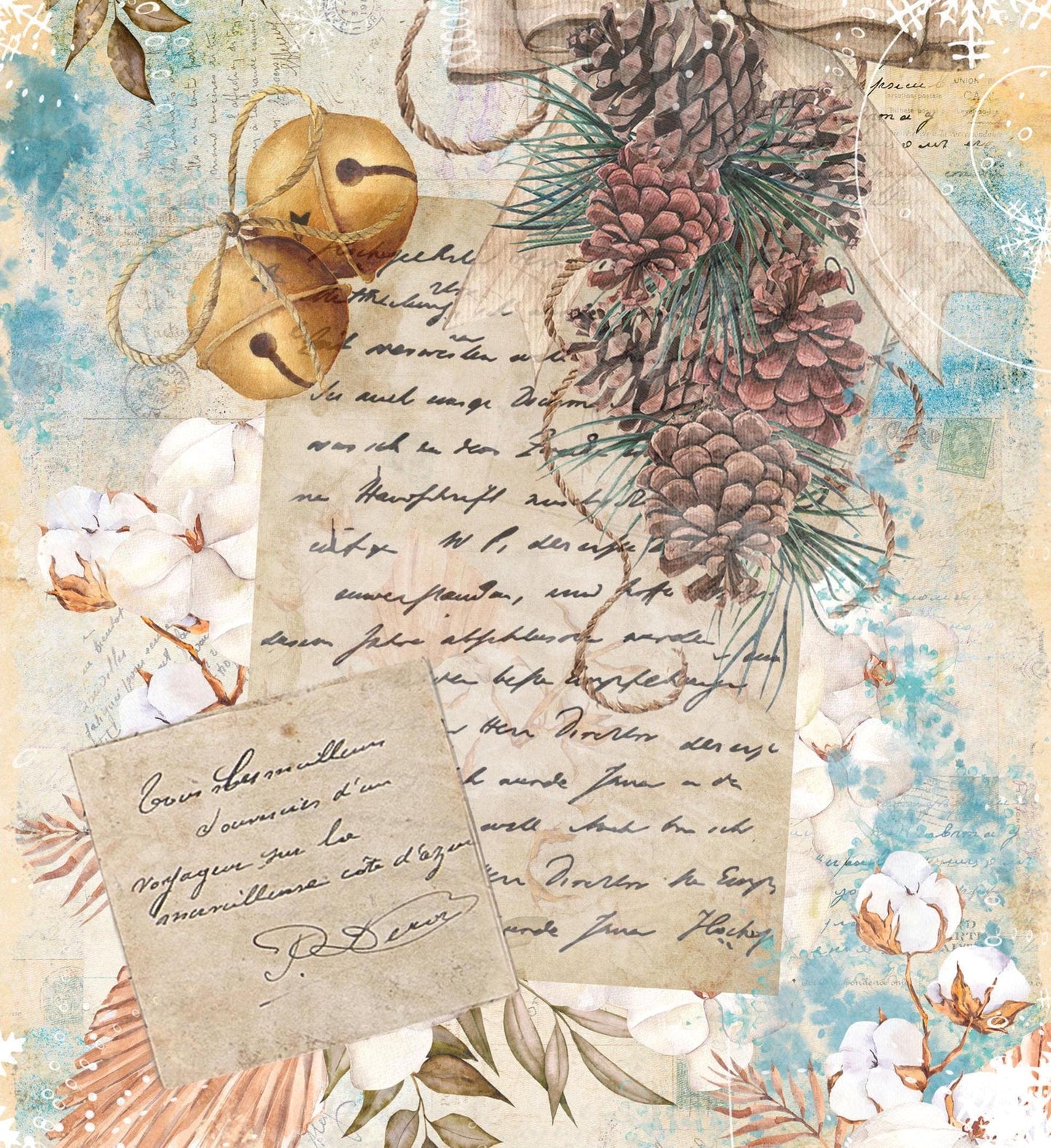 Christmas Collection - Large Decoupage Paper - 6 Size Options - Cone Handwrite