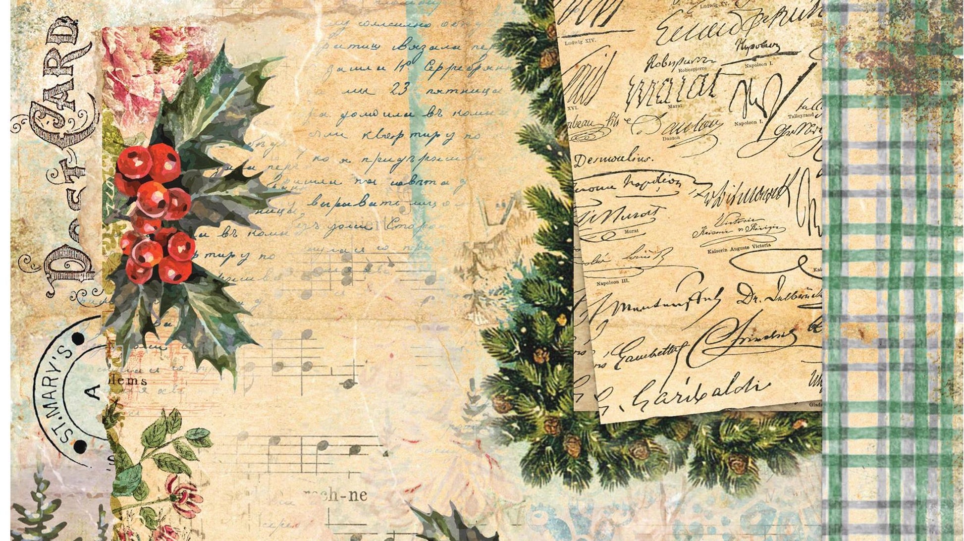 Christmas Collection - Large Decoupage Paper - 6 Size Options - Santa Claus