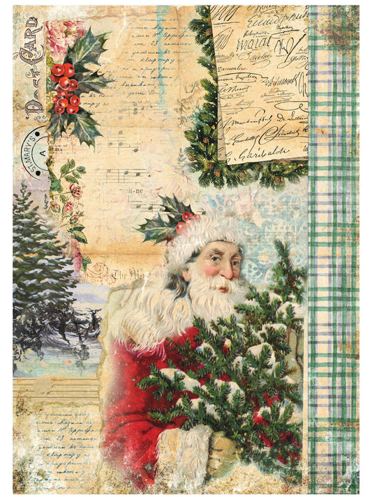 Christmas Collection - Large Decoupage Paper - 6 Size Options - Santa Claus