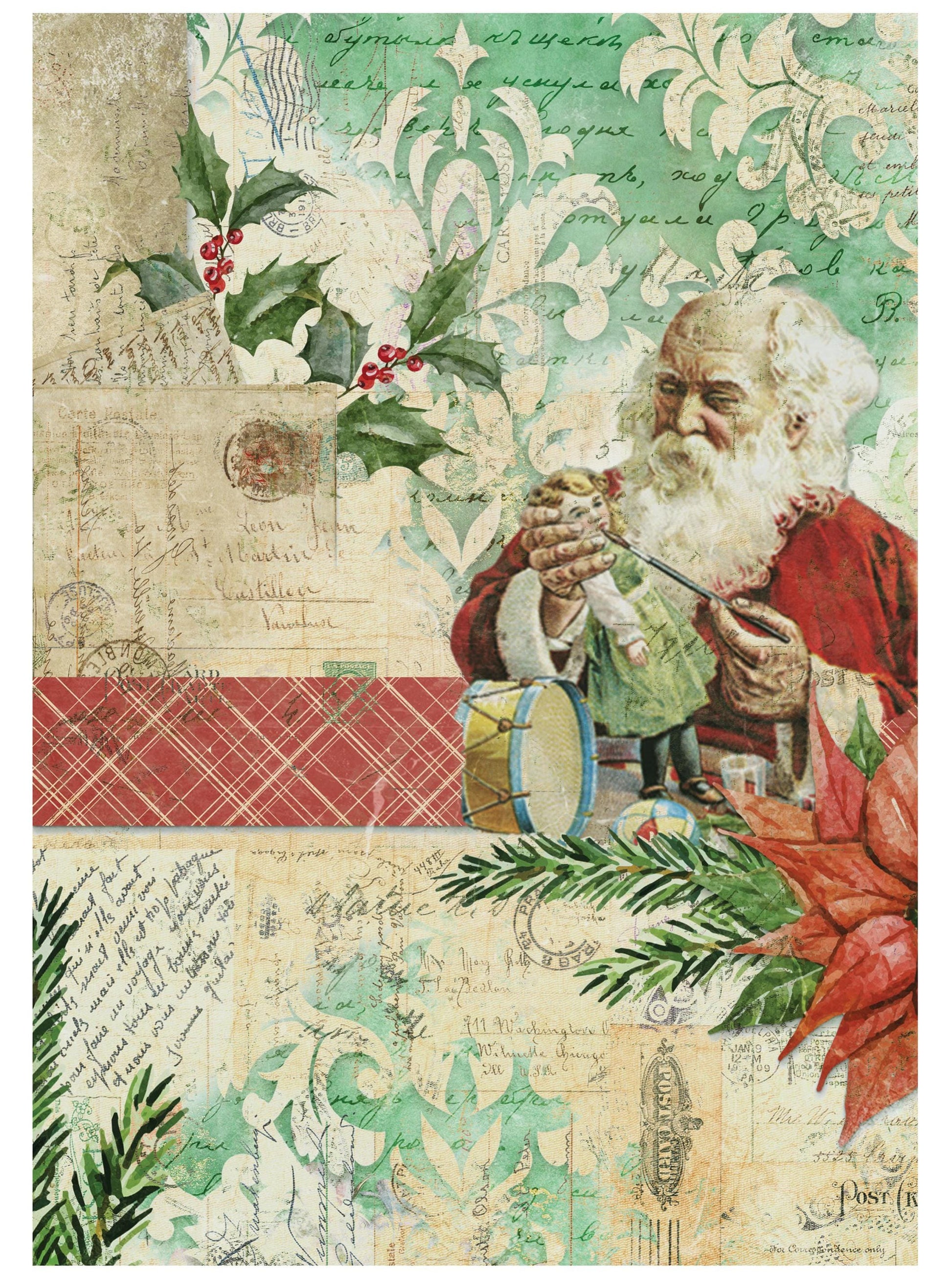 Christmas Collection - Large Decoupage Paper - 6 Size Options - Santa Claus