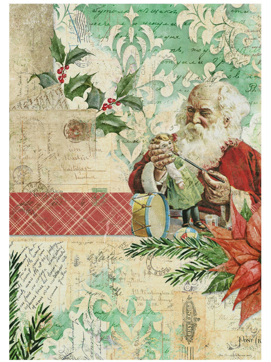 Christmas Collection - Large Decoupage Paper - 6 Size Options - Santa Claus