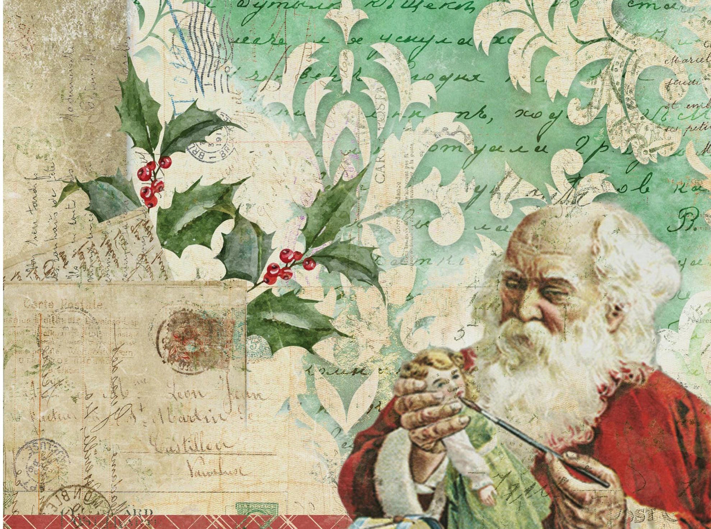 Christmas Collection - Large Decoupage Paper - 6 Size Options - Santa Claus
