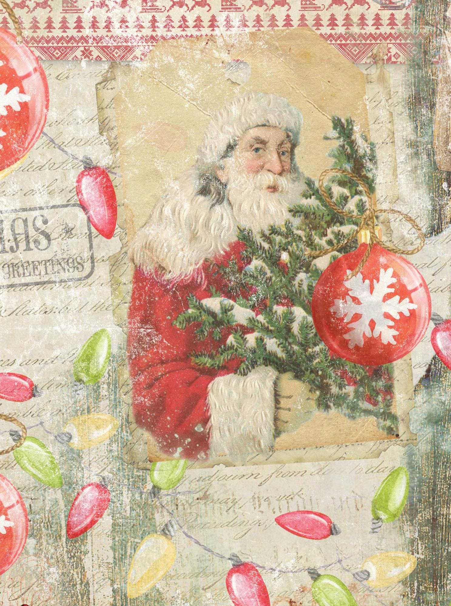 Christmas Collection - Large Decoupage Paper - 6 Size Options - Santa Claus