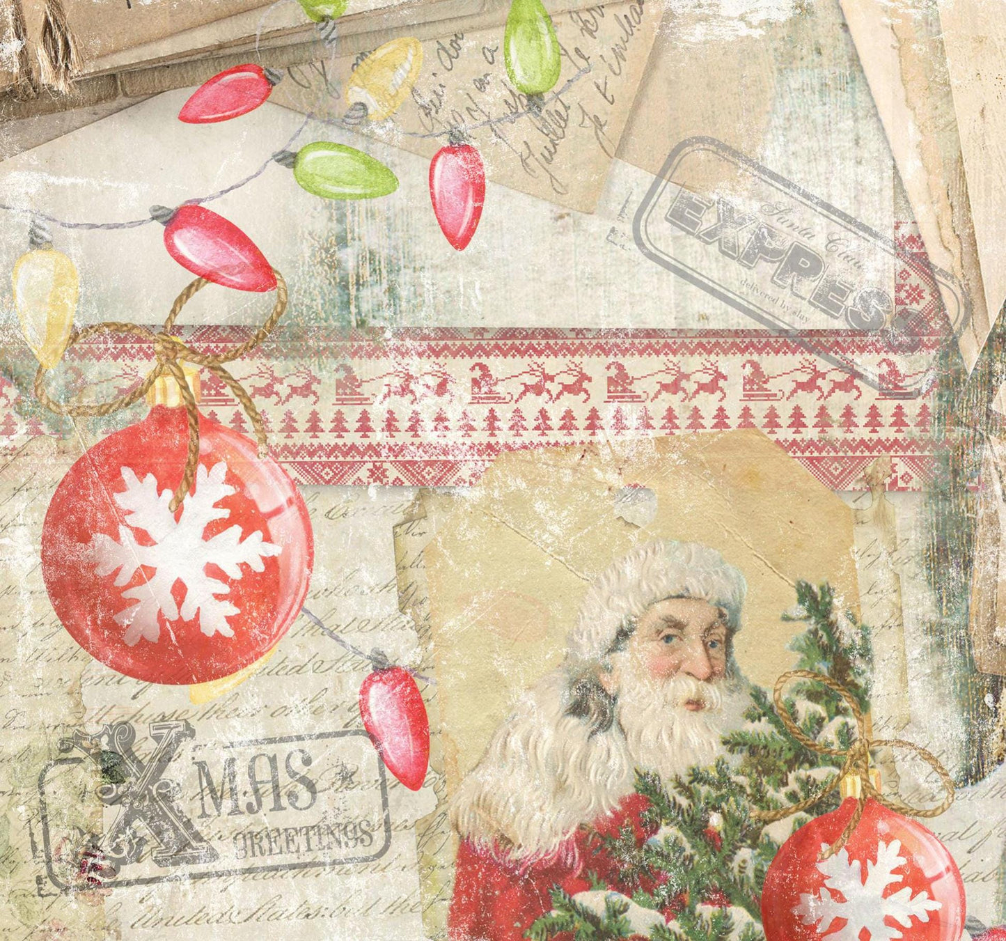 Christmas Collection - Large Decoupage Paper - 6 Size Options - Santa Claus