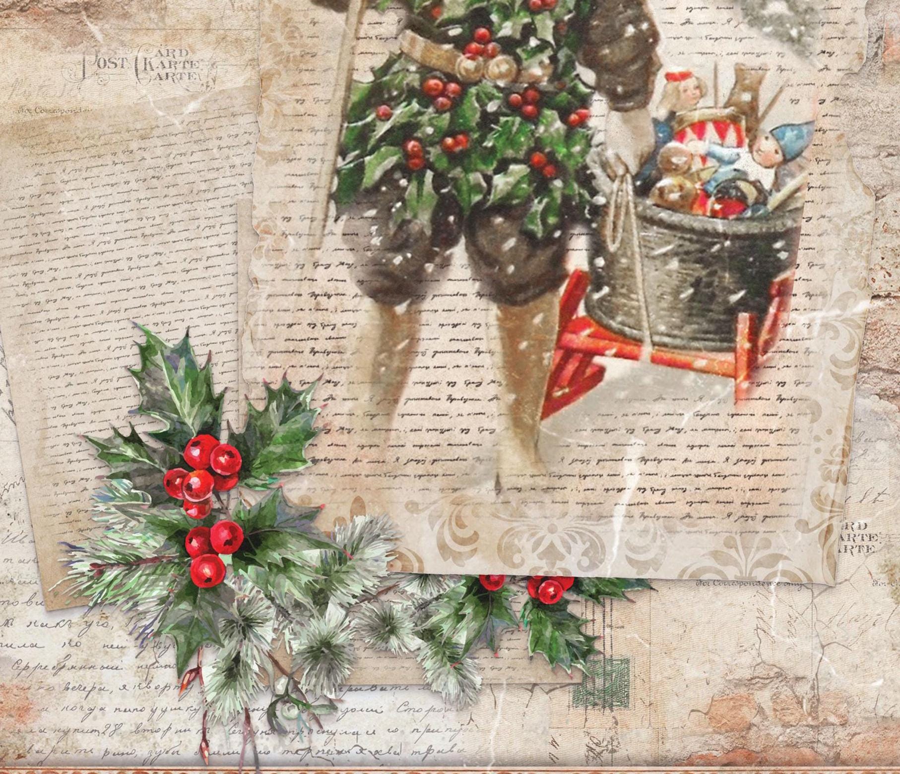 Christmas Collection - Large Decoupage Paper - 6 Size Options - Santa Claus