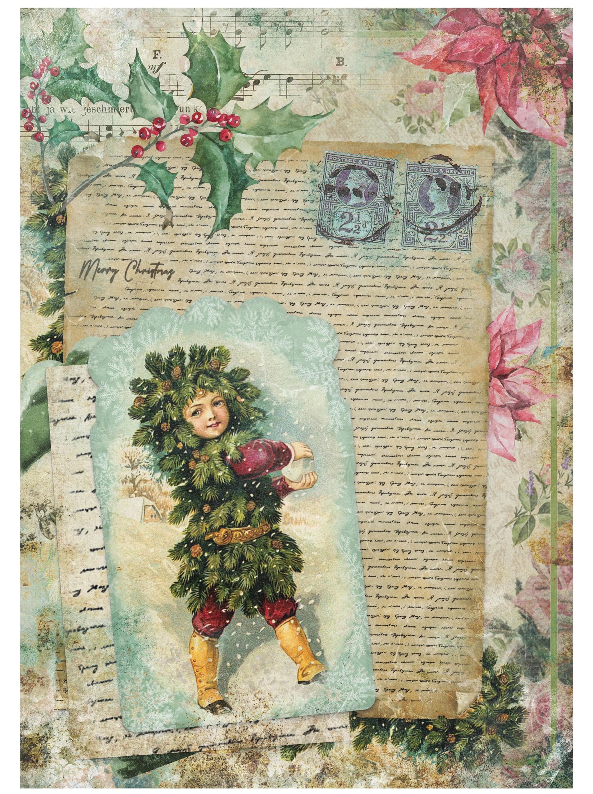 Christmas Collection - Large Decoupage Paper - 6 Size Options - Letter Postcard