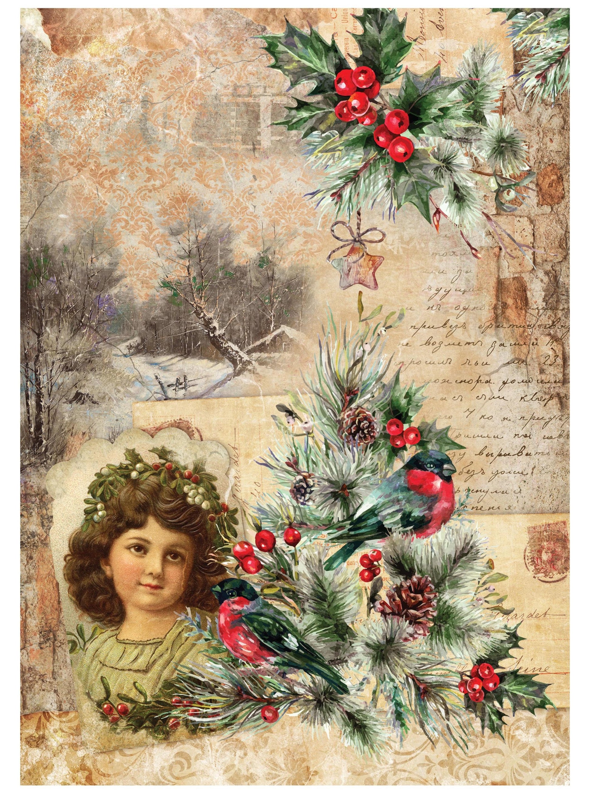 christmas collage decoupage paper