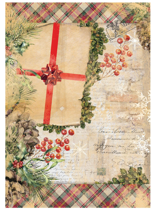 Christmas Collection - Large Decoupage Paper - 6 Size Options - Red Vintage Floral