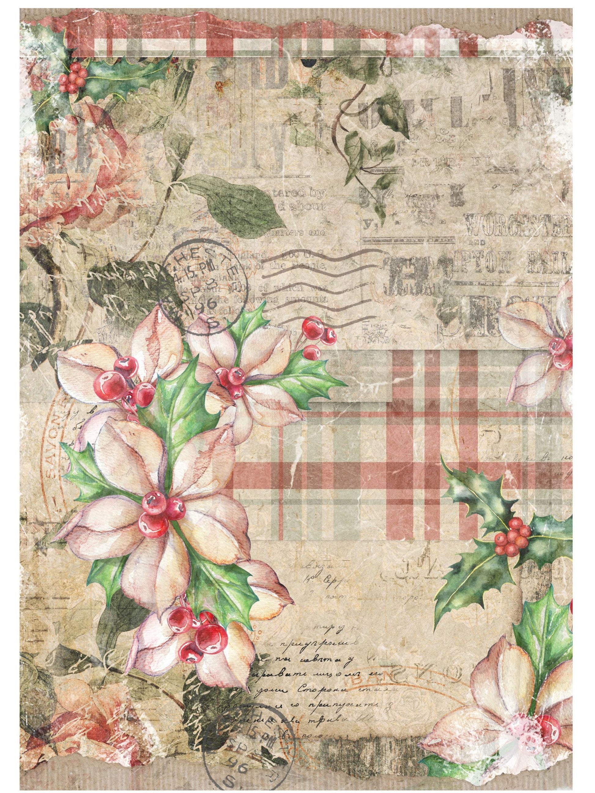 Christmas Collection - Large Decoupage Paper - 6 Size Options - Vintage Decoupage
