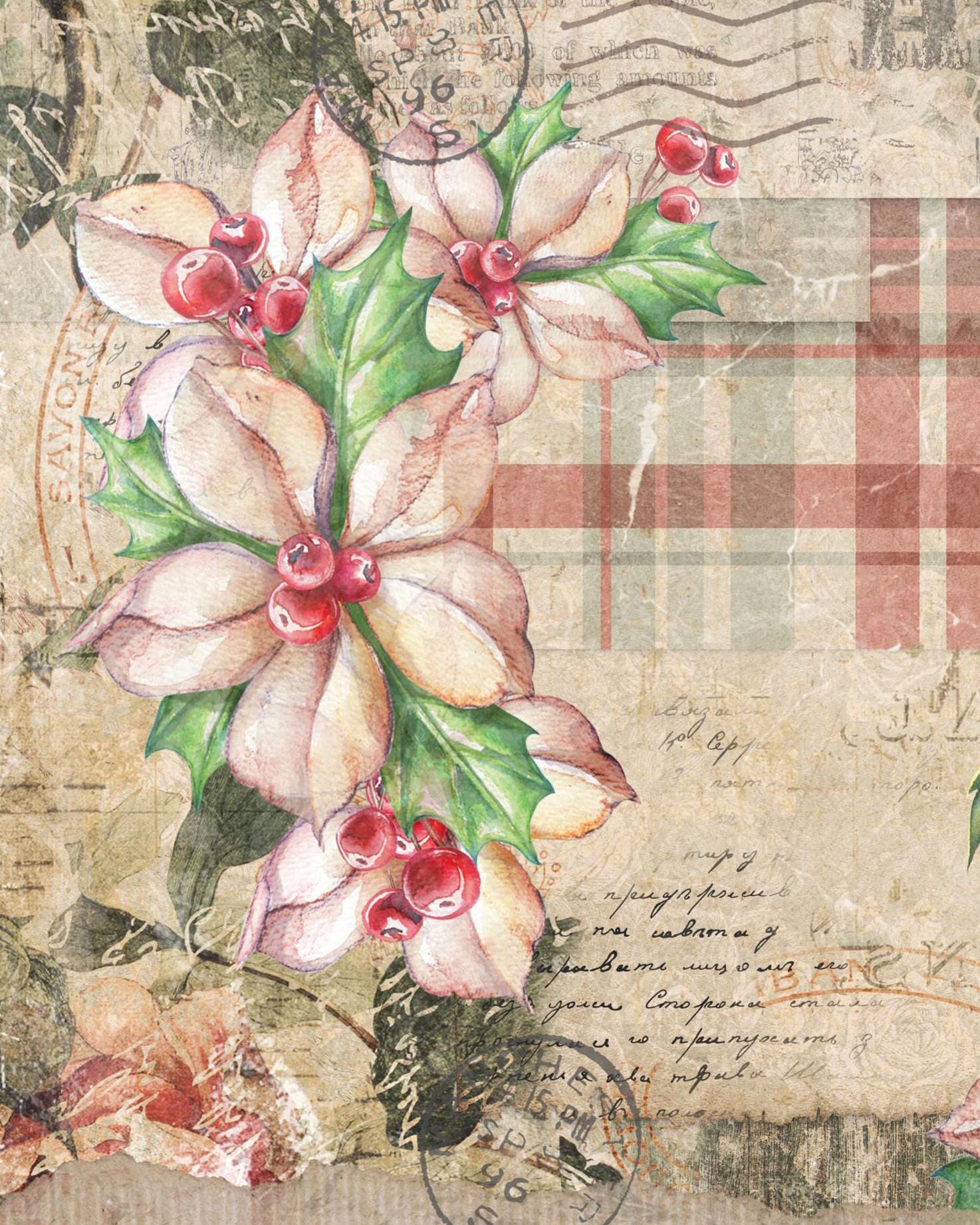 Christmas Collection - Large Decoupage Paper - 6 Size Options - Vintage Decoupage