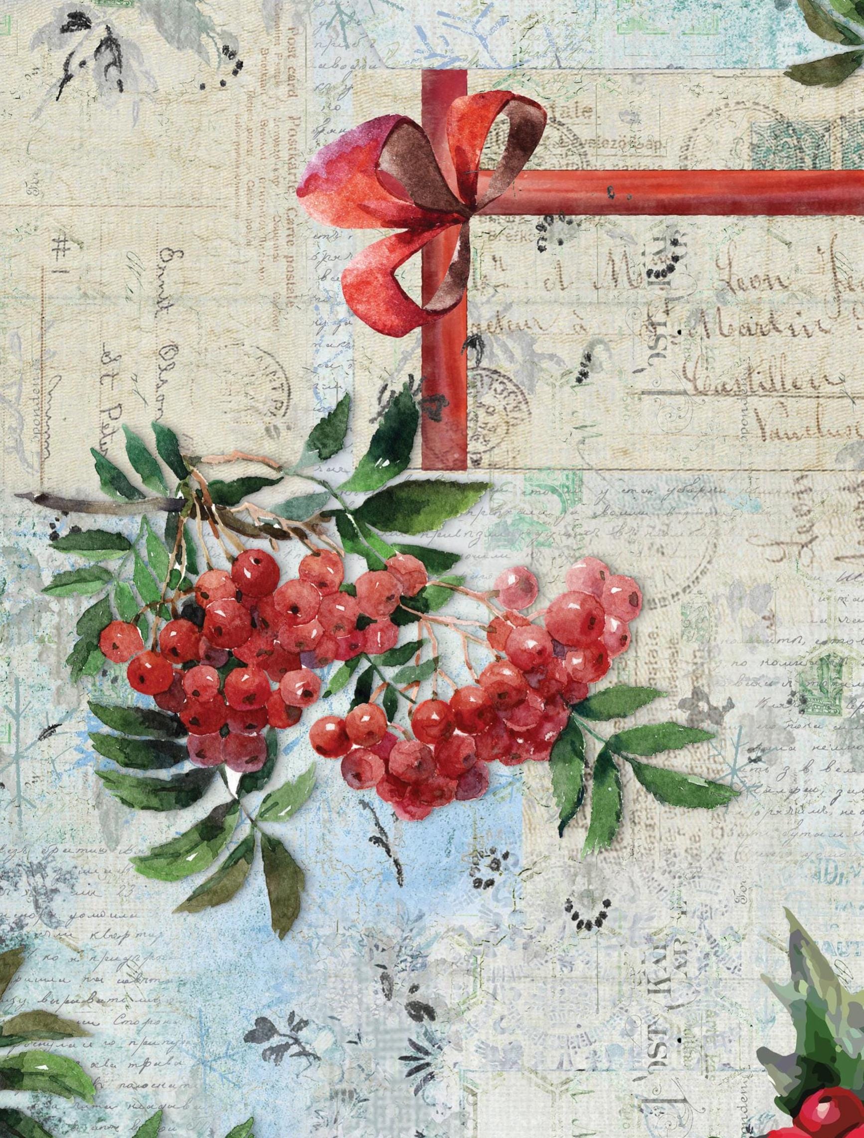 Christmas Collection - Large Decoupage Paper - 6 Size Options - Vintage Decoupage
