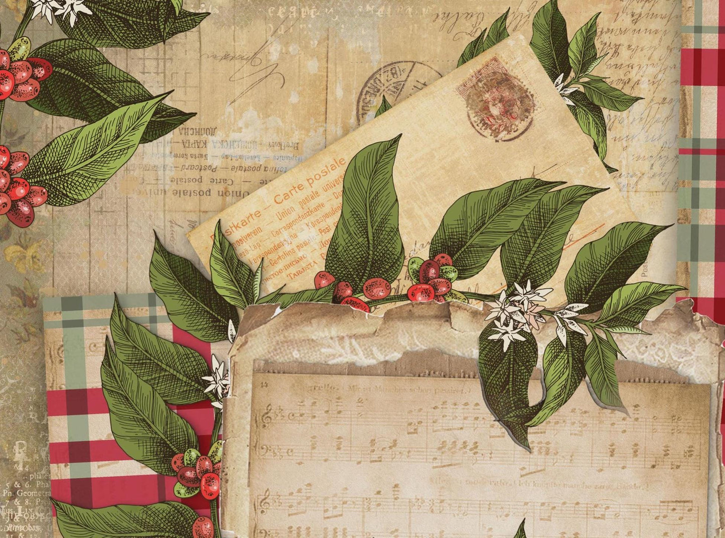 Christmas Collection - Large Decoupage Paper - 6 Size Options - Vintage Decoupage